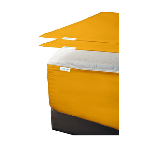 Zip On Fitted Sheet- Includes 1 Fitted Base + 2 Zip Sheet - Easy to Change, Upto 16" Inch Deep Pocket Full XL Size Zipper Fitted Sheet - Soft Cotton 600 TC Fitted Sheet - Yellow Color