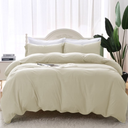 Mildly 3 Pieces Duvet Cover Set, 1 Duvet Cover with Zipper Closure and 2 Pillow Shams (Beige, Full Size)