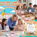 Qinyoung 24 Set Easter Candy Bottle Craft Kit DIY Bunny Bait Set with Cards Glass Bottles OPP Self-Adhesive Bag for Easter Basket Stuffers Egg Hunt Fillers Party Supplies Exchange Gifts Bulk