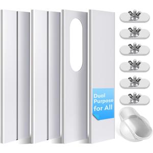 SIKADEER Universal Window Seal Kit for Portable Air Conditioner of Exhaust Hose 5.1/5.9 Inch Diameter with Coupler Adjustable Max Length to 60 Inch AC Vent Kit PVC Seal for Sliding Window