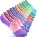 Gonii No Show Socks Women's Athletic Compression Running Low Cut Cushioned Socks 5 Pairs,  5-8 Years
