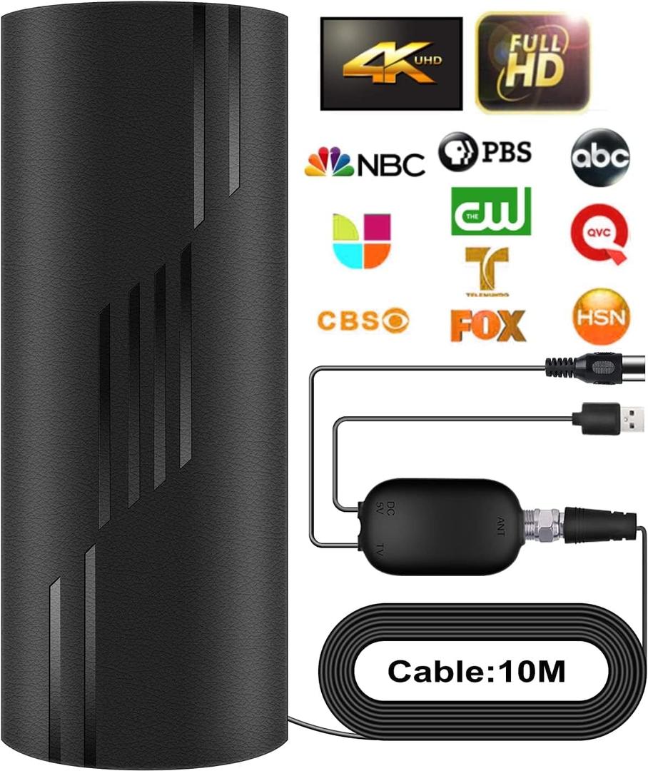3900+ Miles Range TV Antenna,2026 Digital TV Antenna Indoor Outdoor with Strongest Amplifier, 360Reception HDTV Antenna for Local Channels for Smart TV and Old TVs-38ft Coax Cable-Support 8K 4K 1080p