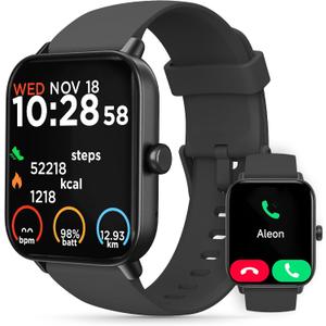 Smart Watches for Women Men (Answer/Make Calls) 1.8 Inch Built-in Alexa. Heart Rate/Blood Oxygen/Sleep Monitor, IP68 Waterproof, 100+ Sport Modes, Bluetooth Smart Watches for iPhone/Android