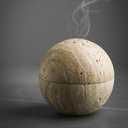 Handmade Travertine Stone Incense Resin Burner Holder Natural Stone Incense Burner with Brass Insert for Home Decor & Relaxation, (Light Beige)