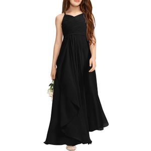 Imily Bela Girls A-Line Halter Dress Junior Bridesmaid Flower Girl Flowy Chiffon Maxi Dresses Wedding Party Pageant Gown (10-12 Years)