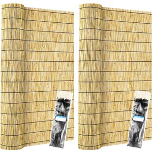 ZNCMRR Reed Fencing Rolls 2 Pcs Natural Bamboo Fence 4FT X 16.4FT Privacy Screen Curtains Fence for Balcony Patio Garden Backyard Shades Outdoor（Yellow）