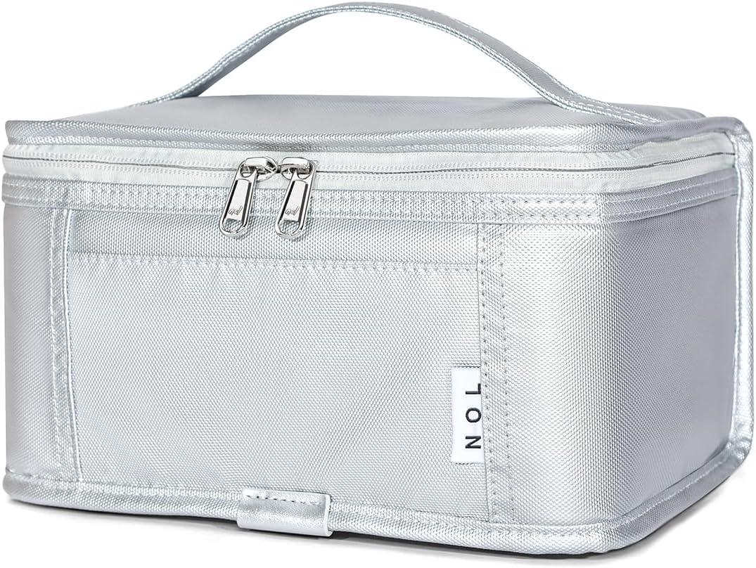 NOL Natural Organic Lifestyle Small Lunch Bag Mini Lunch Box Insulated Lunch Bag for Men/Women Leakproof Cooler Tote Bag Lightweight Nylon Waterproof Lunch Box For Work, Silver (Silver (3 Liters))