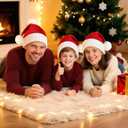 Santa Hat Christmas Hat for Adults Kids/Baby, Red Knitted Beanie Hats with Pompom, Unisex Xmas Holiday Hats with Gift Bag (Red)