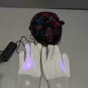 Spooktacular Creations Halloween Led Light Up Scary Mask and Gloves for Halloween Cosplay Costume (Pink & Blue), 3 Modes Glow in The Dark Mask for Adult Men Women Teen, Party Dress Up Accessory Gifts