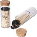 Match Holder with Strikers and Cork Lid, Matches Not Included, Set of 2 Farmhouse Glass Cute Home Decor Match Jar (5 inch x 1.8 inch)