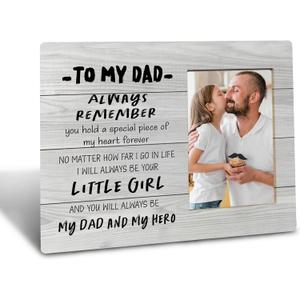 Dad Picture Frame Gifts from Daughter, Father's Day Birthday Christmas Gifts from Sons Daughters Kids Tabletop Desk Decor Home Office,Farmhouse Wooden 4x6 Picture Frame