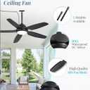 Fanbulous 52 Inch Waterproof Outdoor Ceiling Fan with Lights and Remote,IP65 Hanging Gazebo Fan with 3CCT 6-Speed DC Motor,Black Wet Rated Plug in Ceiling Fan with Cord for Patios Porch Pergola
