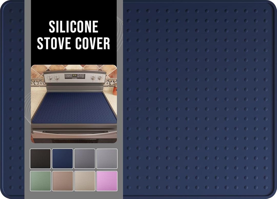 Silicone Stove Top Cover for Electric Stove, Glass Stove Top Protector, Stovetop Cover Mat for Cooktop, Flat Range Cover, Oven Top Protector, Coffee Bar Mat, 28 x 20 in, Smokey Blue