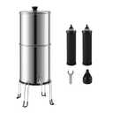 Gravity-fed Water Filter System 2.25 Gal, 304 Stainless Steel Water Filter Systems, Countertop Water Filter System with 2 Filters and Stand for Home and Outdoor Camping Use