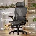 ELABEST X100 Ergonomic Mesh Office Chair with Footrest, Big and Tall Hone Desk Chair with 5D Flip-Up Arms, Adjustable 3D Lumbar Support,Gaming & Executive Computer Chairs, 18.3 in X 20.47 in X 41 in