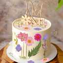 2 x JeVenis Wildflower Cake Toppers Wild One Flower Cake Decor First Birthday Cake Toppers for Floral Wild One Birthday Party Decoration Supplies (Golden 2)