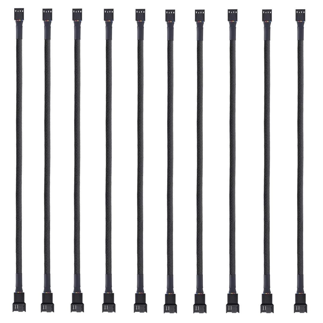 (10 Pack, 10.5 inches 4-Pin Clooling Fan Splitter Cable, Adapter Computer PC Fans Power Extension Cable Desktop Computer ATX Case 4 Pin 3 Pin PWM Fan Cable, with Sleeved Braided