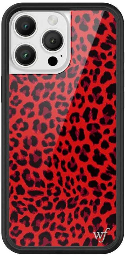 Wildflower Cases - Compatible with iPhone 16 Pro Max | Protective Black Bumper, 6.5ft Drop Test Certified, Women Owned Small Business | Leopard Animal Print Cheetah Dainty Cute Trendy | Red Meow