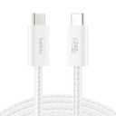 Belkin USB C to USB C Cable, 6.6ft, 240W - Type C Charger, iPhone Charger Cord, Soft, Braided, Flexible for iPhone 17, Galaxy S25, Pixel 10, MacBook, Chromebook, iPad Pro, Switch Steam Deck – White