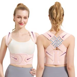 VOKOKOYA Posture Corrector for Women and Men,Adjustable Shoulder Straightener,Back Support Brace,Upper Spine scoliosis, hunchback Pink Medium (Pink, M)