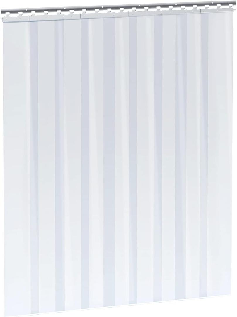 Plastic Strip Door Curtain Kit 9PCS, 48" Width X 84" Height, 0.08 Inch Thickness PVC Curtain Strip for Walk in Freezers, Coolers & Warehouse Doors, with 50% Overlap for 4' X 7' Door Plastic Strip Door