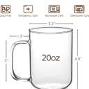 Glass Coffee Mugs, 20 oz Ice coffee cups, Large Clear Tea Cups Set of 2, Glass Mugs with Handles, Glass Cups for Latte, Cappuccino, and Tea