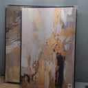 Large Framed Neutral Abstract Wall Art, 2 Piece Modern Canvas Prints Paintings, Beige Gold Abstract Pictures for Living Room Hallway Dining Room Bedroom Office Wall Decor 24" W x 36" H x 2Pcs, Golden Neutral