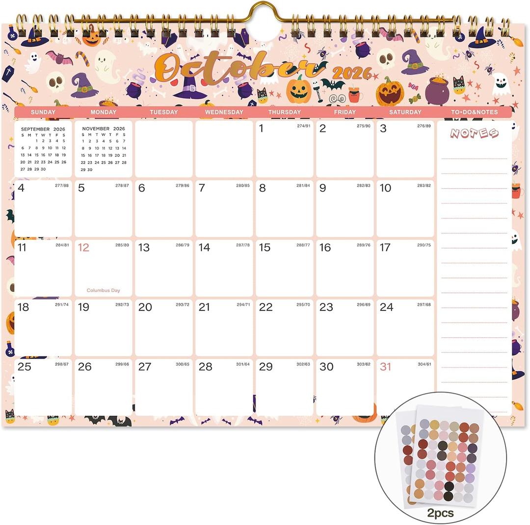 2 x Lbylyhxc 2026 Calendar - Includes January 2026 to June 2027 -18 Monthly Wall Calendar 2026, 11 x 8.5 Inches.Thick Paper with Julian Dates and Block for New Year and Christmas Presents (Wall Calendar 2026-2027 Seasons)