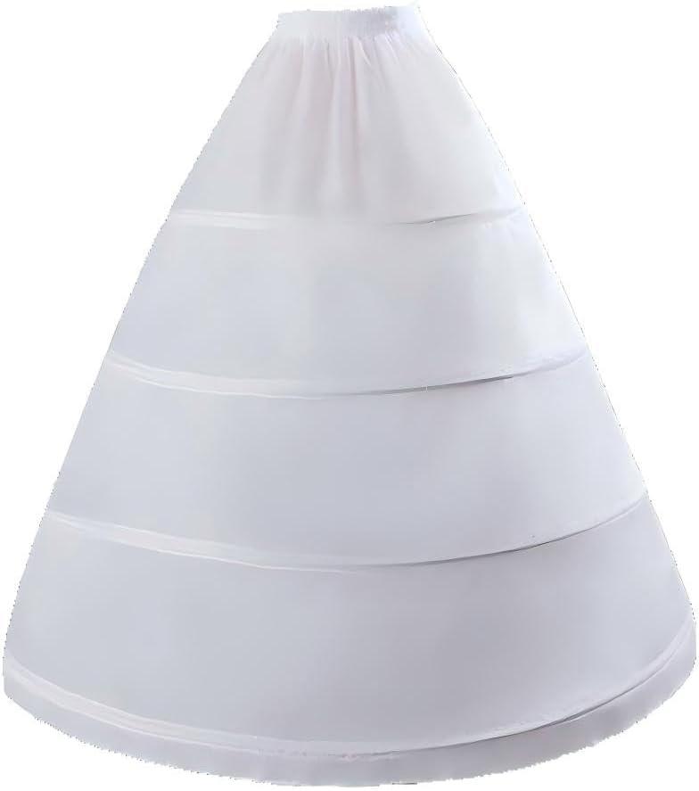Women's Crinoline Petticoat A-line 3-Hoop underskirt suitable for wedding ball dresses bridal Tutu Tulle Slips Skirt (White (4 Hoops))
