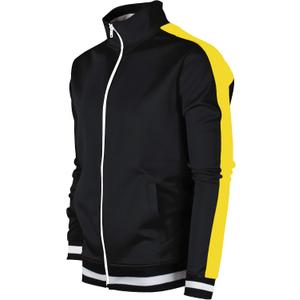 SCREENSHOT-Track Jacket Mens Urban Hip Hop Premium Track Jacket - Slim Fit Side Taping Sportswear Urbanwear Streetwear Top (X-Large, S51700-black/Gold)