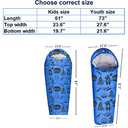 KidzAdventure Mummy Style 32 59F Kids Sleeping Bag with Pillow Sleeve, 4 Season, Lightweight and Backpacking Style, Ideal for Camping, Sleepover, Boys, Girls, Youth and Toddlers, Blue