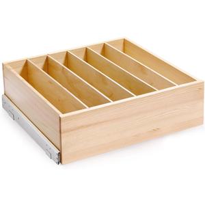 Pull Out Cabinet Organizer with Divider, 24''W21''D7''H Soft Close Wood Drawer for Kitchen Pantry, Finished, Heavy-Duty, Bottom Assembly (Wood Drawer Part Width is 23'')