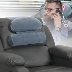 HOMBYS Neck Pillow for Recliner, Headrest Pillow Support Head Neck & Shoulder, Adjustable Neck Pillow with Soft Plush Fabric and Supportive Filling,Design for Recliner Sofa Armchair, Gray (15.7"x8"x3", Grey Blue)
