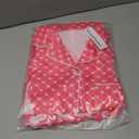 Women 2 Pieces Heart Floral Bow Pajama Sets Button-Down Short Sleeve Shirt Ruffle Short Sleepwear (XL)