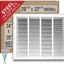 Fits 24x20 Duct Opening | Steel Return Air Filter Grille by Handua [Removable Door] for 1-inch Filters | Vent Cover Grill | White | HVAC Cold Air Intake Grille | Out Dim: 26 5/8"W X 22 5/8"H
