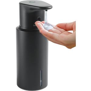 Automatic Liquid Soap Dispenser Touchless, 304 Stainless Steel Bottle Body &16.2oz/480ml Rechargeable, 3 Adjustable Liquid Levels, IPX7 Waterproof, for Kitchen Bathroom, Black