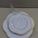 Liacere 50PCS Blue Plastic Plates - Heavy Duty Ice Blue Disposable Plates - Blue and Gold Plastic Plates Include 25PCS Blue Dinner Plates, 25PCS Blue Dessert Plates for Easter Day