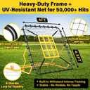 Utheer Baseball Rebounder Net 4x4.5FT Pitch Back Trainer with Strike Zone & 9-Grid Target for Baseball Softball Soccer Volleyball Lacrosse - 3 Adjustable Angles | Steel Frame UV Net | Foldable