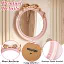 Bow Mirror - Pink Round Bow Mirror for Nursery, Vintage Circle Coquette Room Decor Furniture, Antique Coquette Wall Decor Accent for Girls Room Entryway Bedroom Bathroom