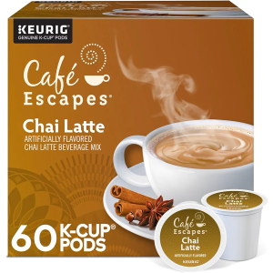 Café Escapes Chai Latte, Single-Serve K-Cup Pods, 60 Count BB 05/12/2026