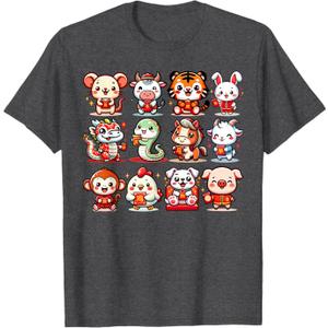 Cute Animal Twelve Zodiac Signs Celebrate Lunar New Year T-Shirt Kids 2
