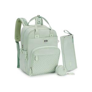 Dikaslon Diaper Bag Backpack with Portable Changing Pad, Pacifier Case and Stroller Straps, Large Unisex Baby Bags for Boys Girls, Multipurpose Travel Back Pack for Moms Dads, Mint Green