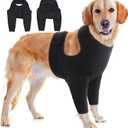 IDOMIK Dog Recovery Suit for Front Legs, Adjustable Dog Leg Sleeves to Stop Licking, Dogs Elbow Braces Protector for Leg Injuries Shoulder Wound, Cone Collar Alternatives,Black,3XL