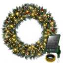 Solar Wreath 60 inch, Outdoor Christmas Wreaths Large with 350 LEDs & 8 Lighting Modes, Lighted Holiday Decorations for Outside