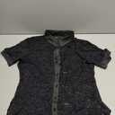 LYANER Women's Lace Tops Button Up Sexy Short Sleeve Shirt Dressy Casual Sheer Top Collared Blouse (Black) XLarge