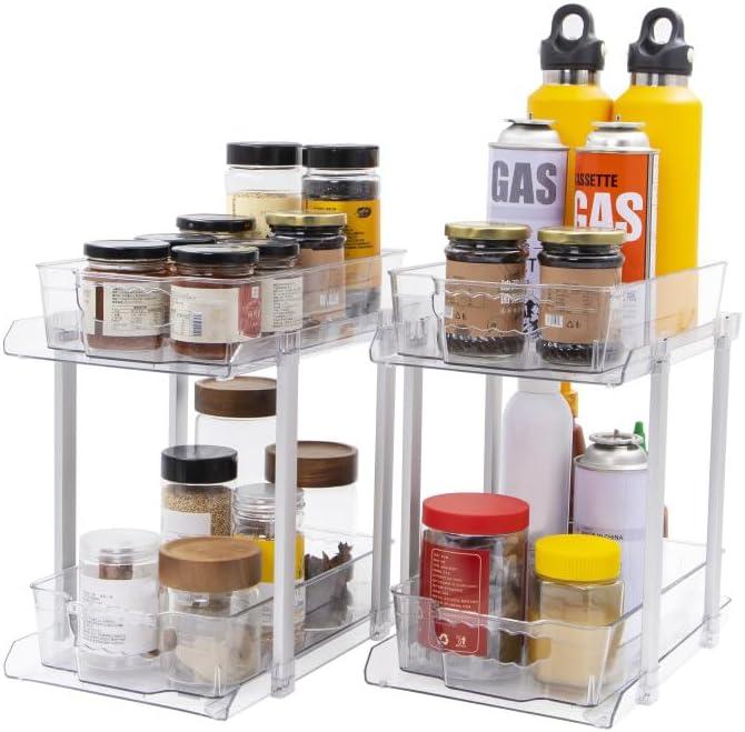 2-Pack Under Sink Storage Organizer,Pull Out Cabinet Organizer,Multi-purpose Sink Organizer for Bathroom Kitchen Drawer,Under Sink Organizers and Storage