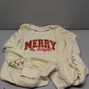 Merry Christmas Sweatshirts Women Merry and Bright Christmas Outfit Sequin Letter Printed Xmas Pullover Tops,  XL