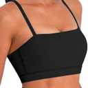Sunzel Womens Sports Bra Buttery Soft Adjustable Straps Padded Yoga Bra Scoop Neck Wireless Bra Crop Top for Workout Gym (Large, Black)