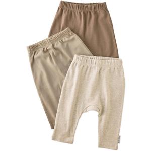Harlowe 3-Pack Baby Pants 100% Organic Cotton for Baby Boys & Girls (6-9 Months, Natural)