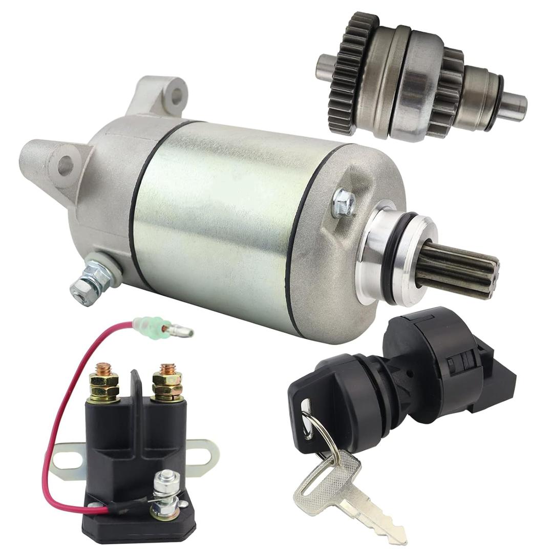 Starter Motor & Drive & Solenoid Relay & Ignition Switch for Polaris Sportsman Scrambler Magnum ATP Trail Boss 330 400 500 2003-2004, 3090188 3084981 57-2688 SMU0061 41054020